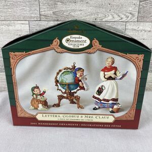 NIB 2001 Keepsake Ornament Collectors Club Hallmarks Lettera Globus & Mrs. Claus